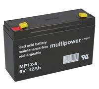 Multipower Batería Compatible PS-6100 F1 6V 12Ah AGM Plomo Mantenimiento libre (como 10Ah)
