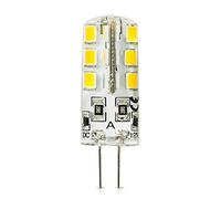 1 x bombilla G4 de bajo consumo con ledes de color blanco cálido (2700 - 3200 K). 3 W. 250 lm. Hecha con 24 ledes 2835 SMD 12 V CC