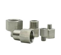 1 x BSPT hembra a macho de acero inoxidable 304 reductor conector de tubo hexagonal conversión de alta tensión enchufe (3L8 (M) a 1L4 (F) pulgadas