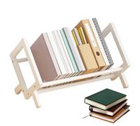 1 x Desktop Bookshelf - 33 x 24,5 x 21 cm Wood Tilting Bookcase, Easy To Install Tabletop Book Shelf, Small Counter Top Storage Rack | Desktop Book Holder Organizer, Tabletop Books Storage Rack For