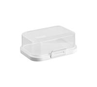 1 x Mantequera apilable de alta calidad con cierre, caja de plástico, perfecto orden en el frigorífico, sin BPA, multiusos, color crema y blanco