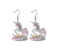 1 x Pendientes de unicornio de ensueño, colgante acrílico de anime, charm para pendientes, regalo para mujer, pendientes para niñas