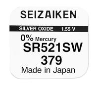 1 x Pila para Reloj de óxido de Plata Seizaiken Seiko 379 SR521SW 1,55 V