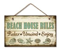 1 x ' - Reglas de La Casa De Playa Relax, relajarse, disfrutar de Tropical WEATHERED Coastal Sign