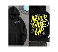 (1-XL) Otoño/Invierno Hombre Vintage NUNCA TE RINDAS Sudadera con capucha gráfica Moda Streetwear Sudadera