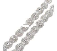 1 Yard Sewing On Hot Fix Green Beaded Rhinestone Applique And Trimming For Wedding Evening Dress DIY Bridal Dresses Or Sash(FA-1033 silvevr)