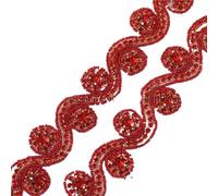 1 Yard Sewing On Hot Fix Green Beaded Rhinestone Applique And Trimming For Wedding Evening Dress DIY Bridal Dresses Or Sash(FA-940 Red)