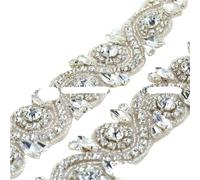 1 Yard Sewing On Hot Fix Green Beaded Rhinestone Applique And Trimming For Wedding Evening Dress DIY Bridal Dresses Or Sash(FA-328 silver)
