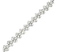 (1 YARD) Silver Clear Bridal Beaded Crystal Rhinestone Applique Trim Belt Gold Sewing Iron On For Wedding Dress Clothing(DULL)