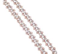 (1 YARD) Silver Clear Bridal Beaded Crystal Rhinestone Applique Trim Belt Gold Sewing Iron On For Wedding Dress Clothing(Light Pink)