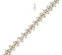 (1 YARD) Silver Clear Bridal Beaded Crystal Rhinestone Applique Trim Belt Gold Sewing Iron On For Wedding Dress Clothing(Transparent)