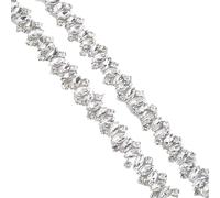 (1 YARD) Silver Clear Bridal Beaded Crystal Rhinestone Applique Trim Belt Gold Sewing Iron On For Wedding Dress Clothing(Orange)