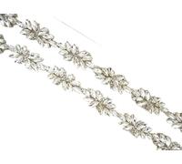 (1 YARD) Silver Clear Bridal Beaded Crystal Rhinestone Applique Trim Belt Gold Sewing Iron On For Wedding Dress Clothing(Nickel-Free White)