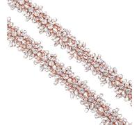 (1 YARD) Silver Clear Bridal Beaded Crystal Rhinestone Applique Trim Belt Gold Sewing Iron On For Wedding Dress Clothing(Antique silver)