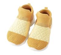 1-Zapatillas de bebé Primeros Pasos Suela Blanda Transpirables cómodas para niños niñas Ropa Informal Diaria Calzado Infantil Aprendizaje Caminar (Yellow, 16)