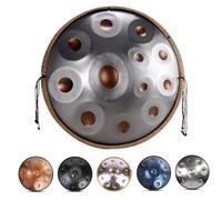 10/09/12 Notas Juegos De Batería Handpan, Instrumentos De Percusión De Mano De Acero En Re Menor De 432 Hz/440 Hz for Principiantes Y Jugadores Profesionales, Tambor De Mano De 22 Pulgadas(GOLD+SILVER