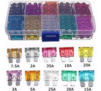 10 0pcs 5 Fusibles de coche 2a 3a 5a 7. 10a 15a 20a 25a Tipo cuadro surtido cuchilla AMP 3 5A 30A Clip Auto Set Truck Fuse(100pcs)