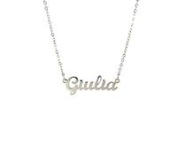 10:10 Collar Personalizado con Nombre para Mujer - Acero Inoxidable Hipoalergénico - Cadena Fina Ajustable con Acabado Brillante - Joya Fabricada en Italia
