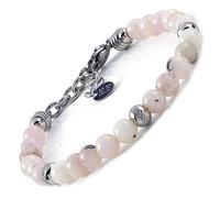 10:10 Pulsera con piedras naturales de jaspe rosa de 6 mm, cuentas de acero inoxidable, pulsera muy resistente fabricada en Italia..., 21 cm, Piedra