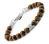 10:10 Pulsera de Hombre con Piedras Naturales de 8 MM - Pulsera Regulable, Resistente y Cómoda - Pulseras de Piedra Fabricadas en Italia, Ajustable, Acero inoxidable Piedra