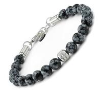10:10 Pulsera de hombre de piedras naturales de 8 mm - Pulsera ajustable, resistente y cómoda - Pulseras de piedra Made in Italy, Ajustable, Acero inoxidable Piedra