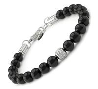 10:10 Pulsera de hombre de piedras naturales de 8 mm - Pulsera ajustable, resistente y cómoda - Pulseras de piedra Made in Italy, Ajustable, Acero inoxidable Piedra