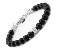 10:10 Pulsera de hombre de piedras naturales de 8 mm - Pulsera ajustable, resistente y cómoda - Pulseras de piedra Made in Italy, Ajustable, Acero inoxidable Piedra, Ónix