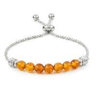 10:10 Pulsera de hombre y mujer, piedras naturales ámbar de 6 mm, acero inoxidable inoxidable, pulsera de tamaño ajustable, fabricada en Italia, Regolabile, Piedra Acero inoxidable, Ámbar báltico