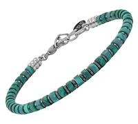 10:10 Pulsera para hombre con piedras duras naturales de 4 mm, arandelas hematitas de acero, ajustable, fabricada en Italia, Regolabile, Acero aleado, Malaquita