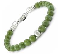 10:10 Pulsera para hombre - Piedras naturales de 8 mm y acero inoxidable - Fabricada en Italia, Ajustable, Acero inoxidable Piedra, Jade Verde