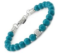 10:10 Pulsera para hombre - Piedras naturales de 8 mm y acero inoxidable - Fabricada en Italia, Ajustable, Acero inoxidable Piedra, Turquesa Ocean
