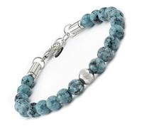 10:10 Pulsera para hombre y mujer, hecha a mano con piedras naturales de 8 mm y acero inoxidable, ajustable, duradera y cómoda. Fabricada en Italia, ajustable, Piedra, jaspe sésamo