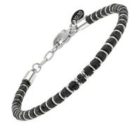 10:10 Pulsera para hombre y mujer, lava natural y hematita, 4 mm, ajustable, acero inoxidable, en caja de regalo, fabricada en Italia, Regolabile, Piedra Acero inoxidable, No es una piedra preciosa