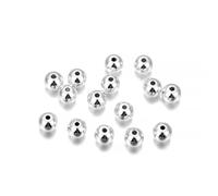 10-100 unids/lote 2-8 mm Cuentas Sueltas de Latón Chapado en Oro Cuentas de Bolas Redondas Cuentas Espaciadoras para Accesorios de Fabricación de Joyas DIY-Plata-6 mm x 30 Piezas