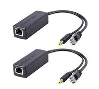 10/100Mbps PoE Splitter 12V 1A IEEE 802.3af Compliant 5.5x2.1mm DC PoE Splitter Adapter for Security Camera CCTV Surveillance, 2 Pack