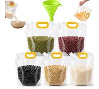 10/15/20Pcs Food Storage Bags Grain,Cereal Moisture Proof Sealed Bag,Reusable Grain Storage Bags with Airtight Spout and Handle,Stand-Up Moisture-Proof Cereal Bag with funnel,Rice Flour Beans，15：2.5L