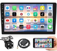 10.1Inch 2.5D HD Double DIN Car Stereo Radio Receiver, Android Touch Screen MP5 Multimedia, Support GPS Navigation Bluetooth FM Radio+4 Led Lights Rear View Camera&Dual Mirror Link