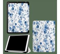 10.2 Pulgadas Funda para iPad 9ª/8ª/7ª Generación con Soporte para Bolígrafo,Funda Protectora Plegable con Retro Romántico Flores Auto Sleep Wake para iPad 2021/2020/2019 Pastoral Floral - Blanco