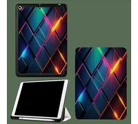 10.2 Pulgadas Funda para iPad 9ª/8ª/7ª Generación con Soporte para Bolígrafo,Funda Protectora Plegable con Moderno Geométrico Auto Sleep Wake para iPad 2021/2020/2019 Visual Divertido Neón - Azul