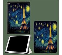 10.2 Pulgadas Funda para iPad 9ª/8ª/7ª Generación con Soporte para Bolígrafo,Funda Protectora Plegable con Noche Estrellada Torre Eiffel París Auto Sleep Wake para iPad 2021/2020/2019 Abstracto