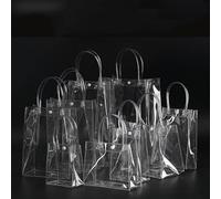 10/20/40 Uds. Bolsas de exhibición transparentes pequeñas, bolsa de plástico de regalo transparente, mini bolsas de PVC con asa, bolsa de cosméticos, paquete de PVC, 13x15x7 cm, 40 Uds.