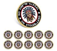 10/20/50/100 pines de lago indio nativo americano a granel. Broche de metal que nadie es ilegal en tierras robadas para mujeres y hombres, ropa, camisa, bolsa, sombreros, Aleación, galvanoplastia, Sin