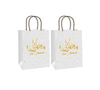 10/20/50 unids musulmanes Eid Mubarak oro bolsas de asas conmemorativas regalo embalaje Ramadán Kraft bolsa de papel suministros fiesta bolsa de regalo