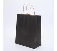 10/20/50pcs DIY Multifunción de color suave bolsa de papel con asas Festival bolsa de regalo bolsas de compras de papel kraft bolsa de embalaje - Negro, 32 x 25 x 11 cm, 20 piezas