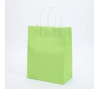 10/20/50pcs DIY Multifunción de Color Suave Bolsa de Papel con Asas Festival Bolsa de Regalo Bolsas de Compras Bolsa de Embalaje de Papel Kraft Verde Claro, 26x32x12cm, 10pcs