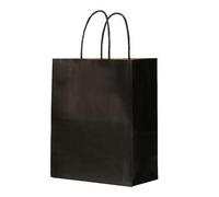 10/20/50pcs lote color bolsa de papel kraft con asas 21x15x8cm Festival bolsa de regalo bolsas de compras-negro-21x27x11cm, 10pcs