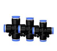 10/20 piezas accesorios neumáticos traqueales de cuatro vías conector rápido PZA-04 PZA-06 PZA-08 PZA-10 PZA-12 for sistemas neumáticos(PZA-06 10PCS)