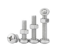 10/20 piezas M2 .5 M3 3 en 1, combinación de tres, acero inoxidable 304, cabeza redonda, tornillo, tuerca y arandela cruzada(12mm,M2-20pcs)