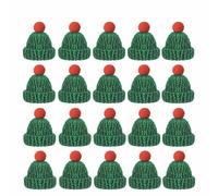 10/20 piezas Mini gorro y bufanda de Papá Noel Disfraz navideño para gato Conejo Muñeco Piruleta Botella DIY Fiesta de Navidad Decoración de cena-20 piezas Verde Short_a