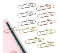 10/20Pcs 3 Colors Heart Pen Clip Metal Pencil Clips Multifunctional Rose Gold Silver Carbon Steel Paperclip Pen Holder for Notebook Journal or Diary (10pcs-A)